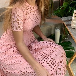 LOVER the label pink A line cut out lace dress